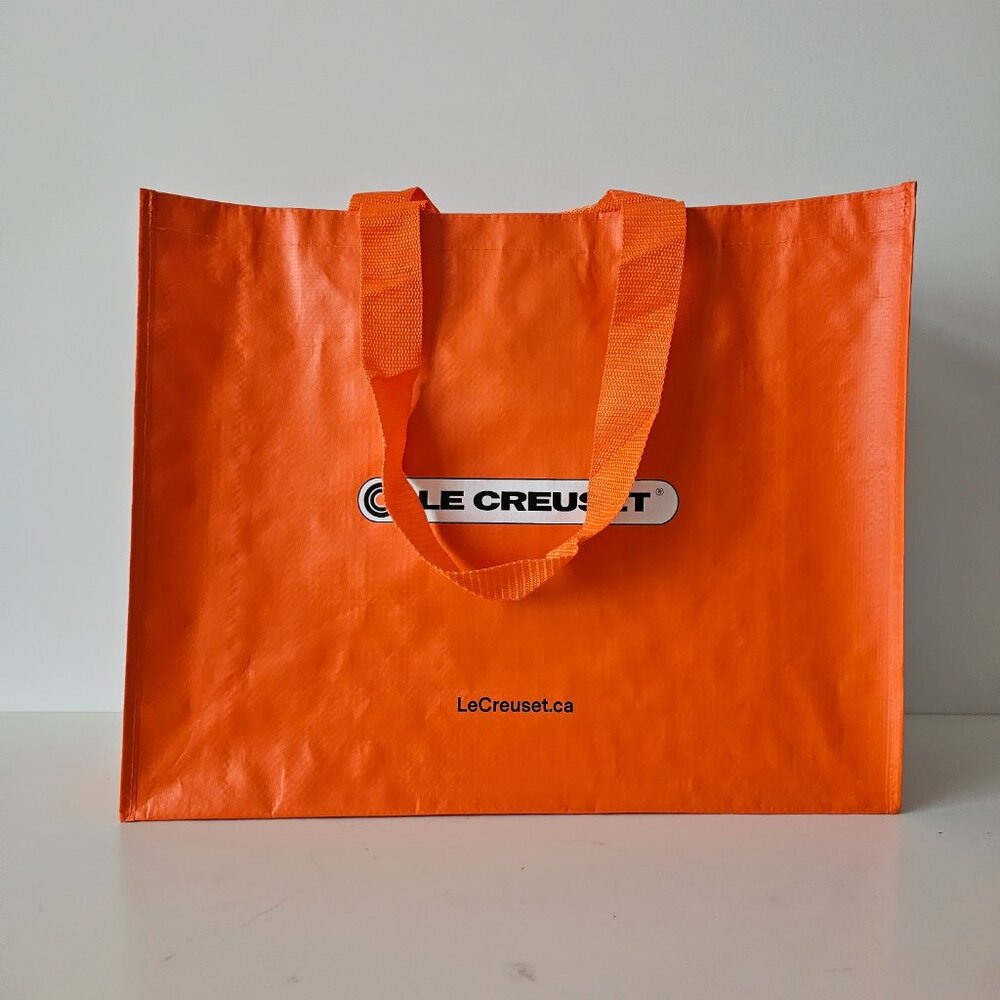 New LE CREUSET Orange 4 Strap Heavy Duty Canvas Reusable Shopping, Gym Bag Tote - Picture 5 of 5